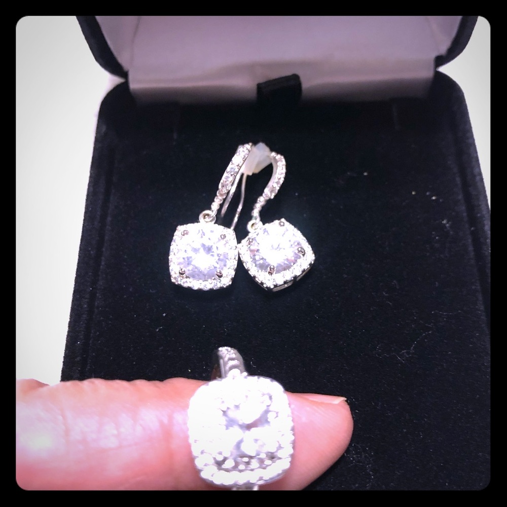 Sapphire sterling silver earrings with ring
